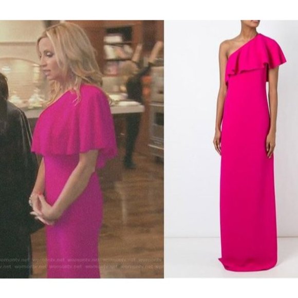 NWT $6K LANVIN FUCHSIA ASYMMETRICAL ONE-SHOULDER RUFFLE GOWN SIZE FR 38 US 8 - Picture 7 of 10